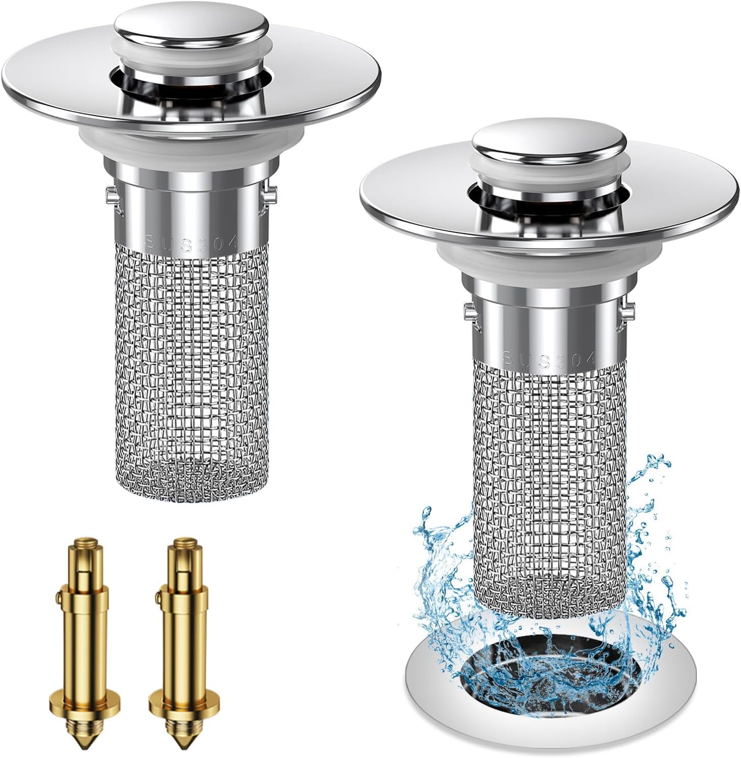 2er-pack Universeller Pop-up-abflussstopfen Für Waschbecken Mit Herausnehmbarem Korb