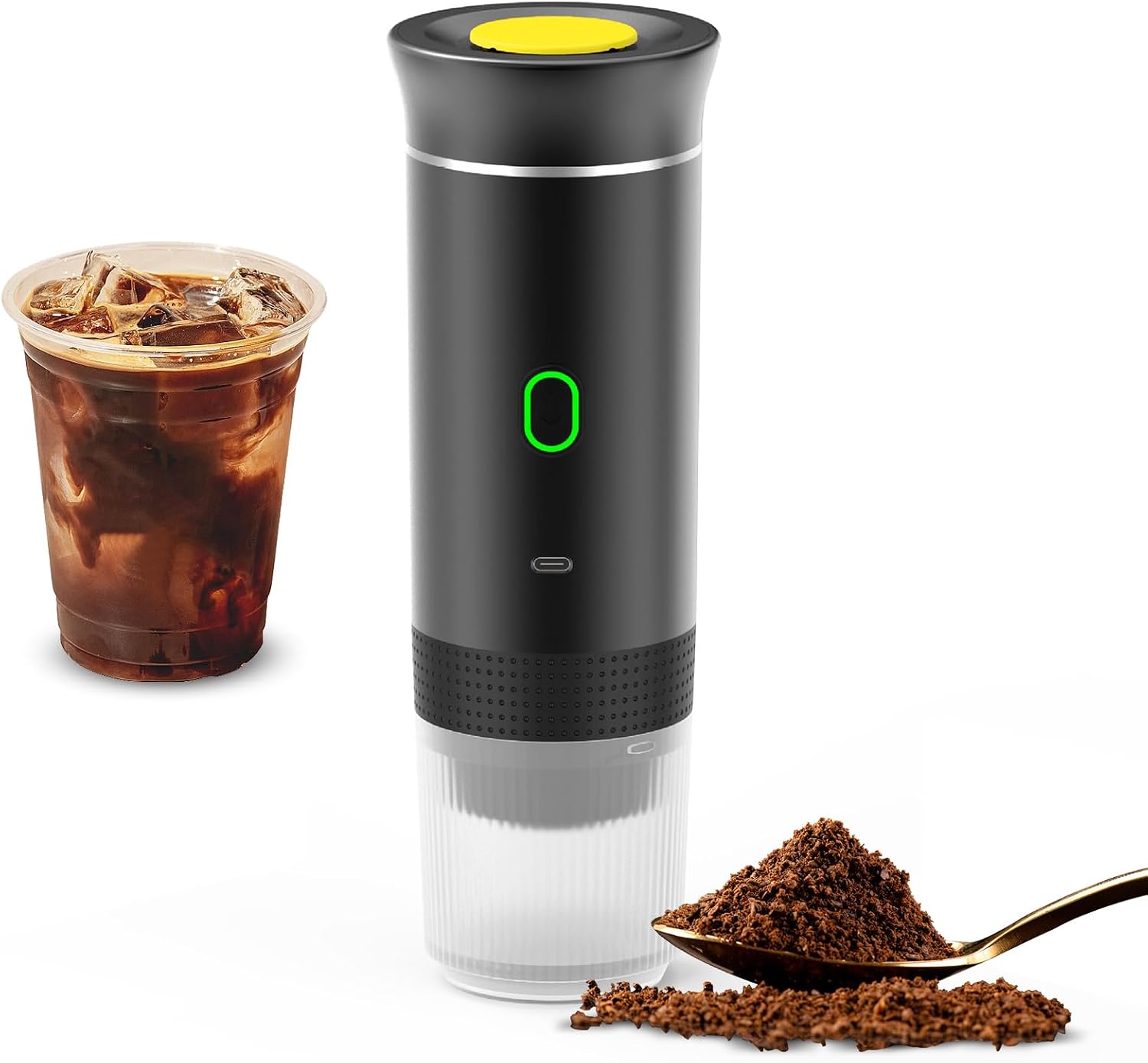 3-in-1-akku-kaffeemaschine, Geeignet Für Kapseln Und Gemahlenen Kaffee, Kaltbrüh- Und Warmhaltefunktion, Mit 150-ml-tassen