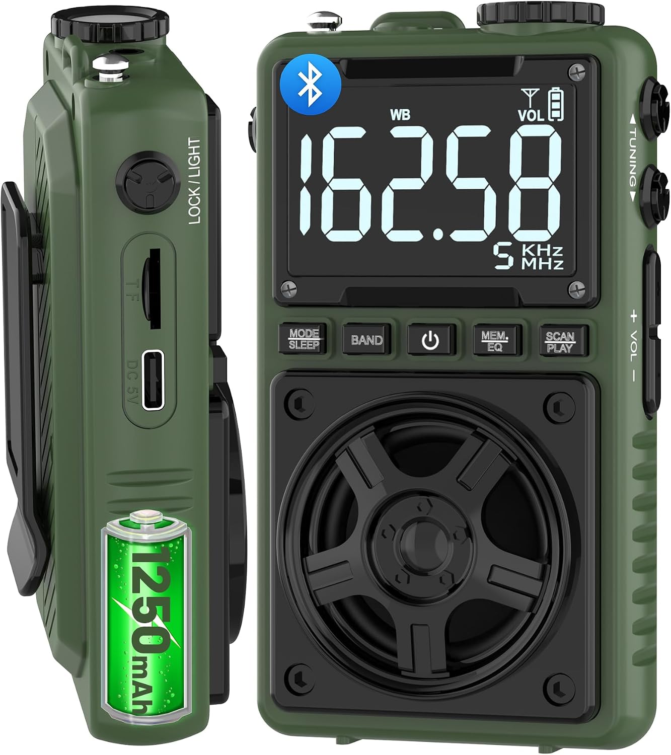 Bluetooth-radio Mit Am/fm-kurzwellenempfang, Noaa-wetterwarnung, Wiederaufladbarer 1250-mah-akku Für Optimalen Empfang, Großer 5-w-lautsprecher