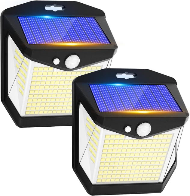 248-led-solar-außenfluter Mit Bewegungsmelder – 3 Modi – Kabellose Beleuchtung – Ip65 Wasserdicht – Für Gärten Und Garagen – 2er-pack [klasse A]