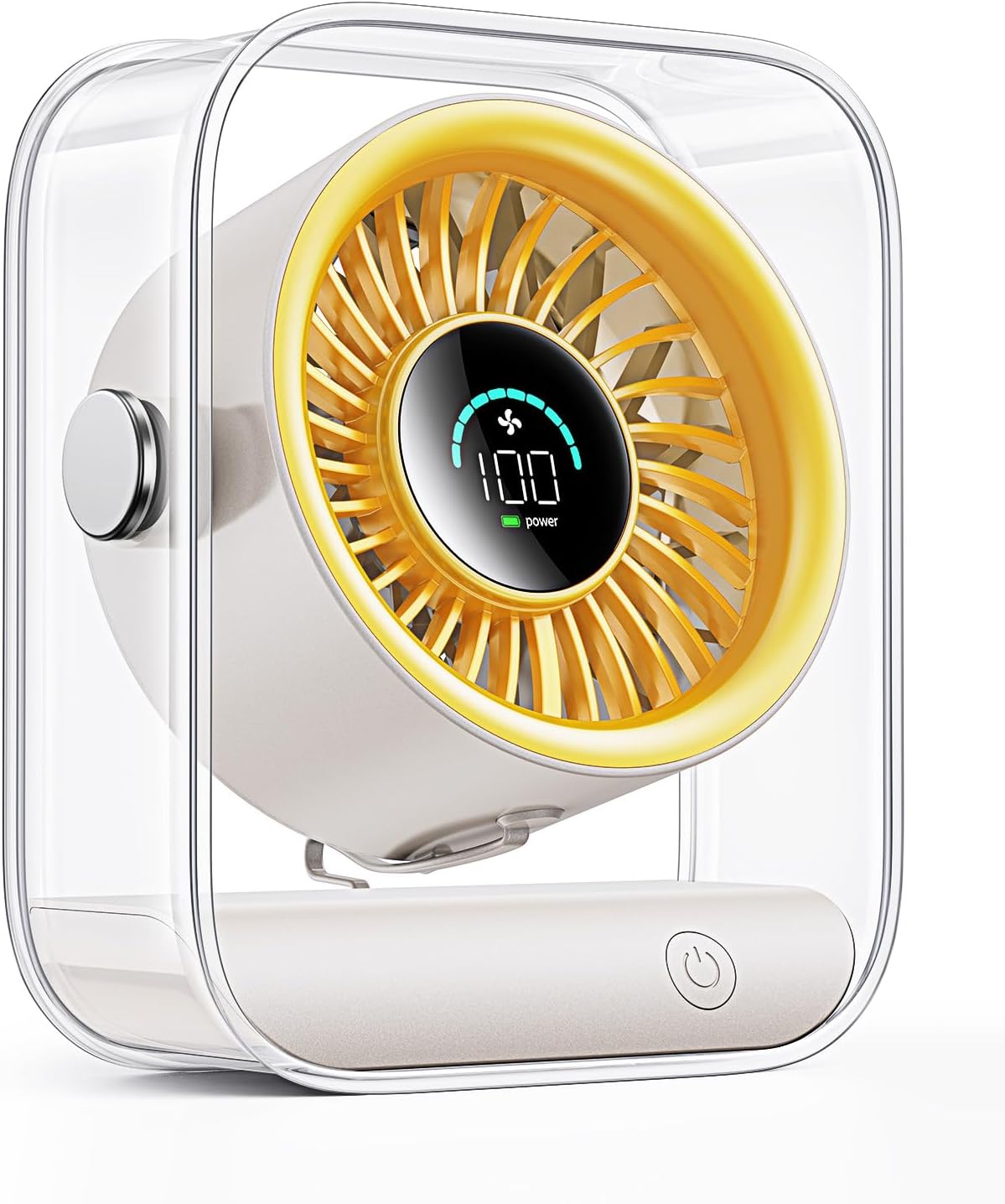 Led-anzeige, Tragbarer Tischventilator Für Schlafzimmer Und Zuhause, Gelb, 91°-drehung, Turbo-luftstrom, Ideal Für Reisen Und Camping, Leise, Persönliche Usb-kühlung