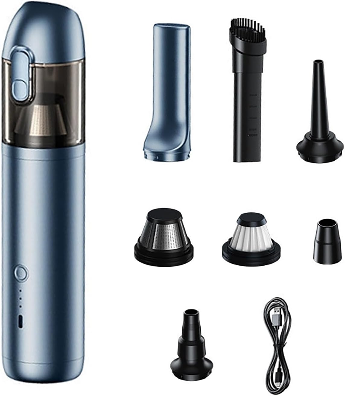 Blauer Mini-autostaubsauger, Kabelloser Handstaubsauger, 16.000 Pa Saugleistung, 6.000 Mah Akku Mit Langer Laufzeit, Leise, Für Auto, Haushalt Und Reisen