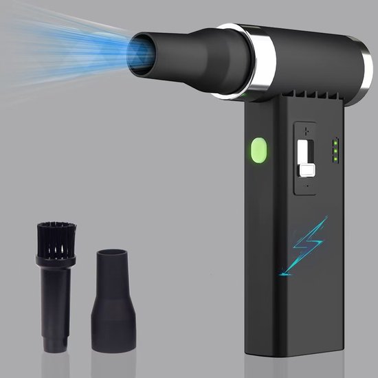 Druckluft-staubabsauger, 110.000 U/min Dauerdrehzahl, Elektrischer Staubabsauger, Wiederaufladbar, Kabellos, Kann Druckluftdosen Ersetzen, Schwarz