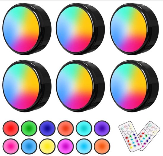 6-teiliges Led-wandleuchten- Und Strahlerset, Kabellose Fernbedienung, Einstellbare Helligkeit, Schrankbeleuchtung, Nachtlicht (schwarz)