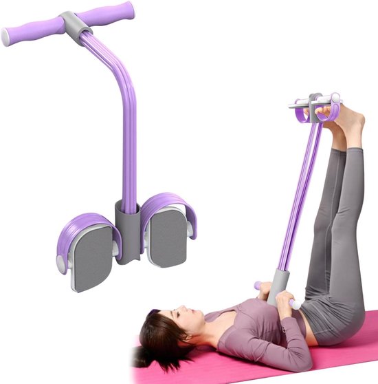 Bauchmuskeltrainer, Sit-up-trainer, Bodybuilding-gerät, Expander, Ganzkörpertrainer Für Zuhause, Multifunktionaler Schlauch Mit 6 Elastischen Kordelzügen (lila)