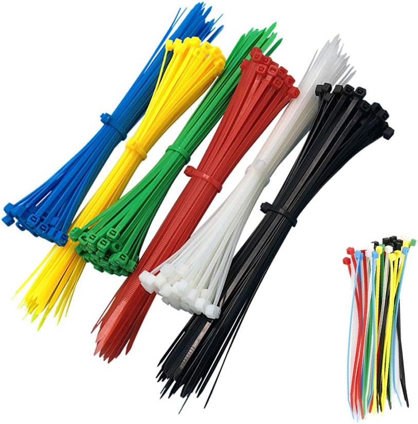 Kabelbinder, 300 Mm X 4 Mm, Hochwertige Farbige Nylon-kabelbinder, Sechs Farben: Rot, Gelb, Blau, Grün, Schwarz, Weiß, Je 100 Stück Pro Farbe