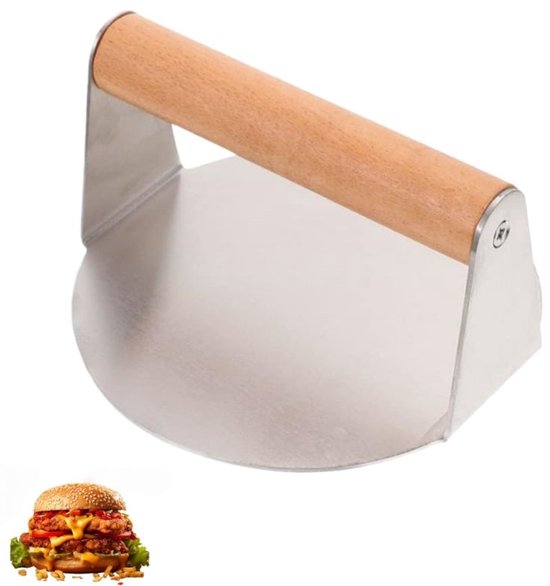 Runde Hamburgerform Aus Edelstahl, 1-teilig / Flache Grillpresse Für Fleisch, Speck Und Steak (16x16x8,4cm)