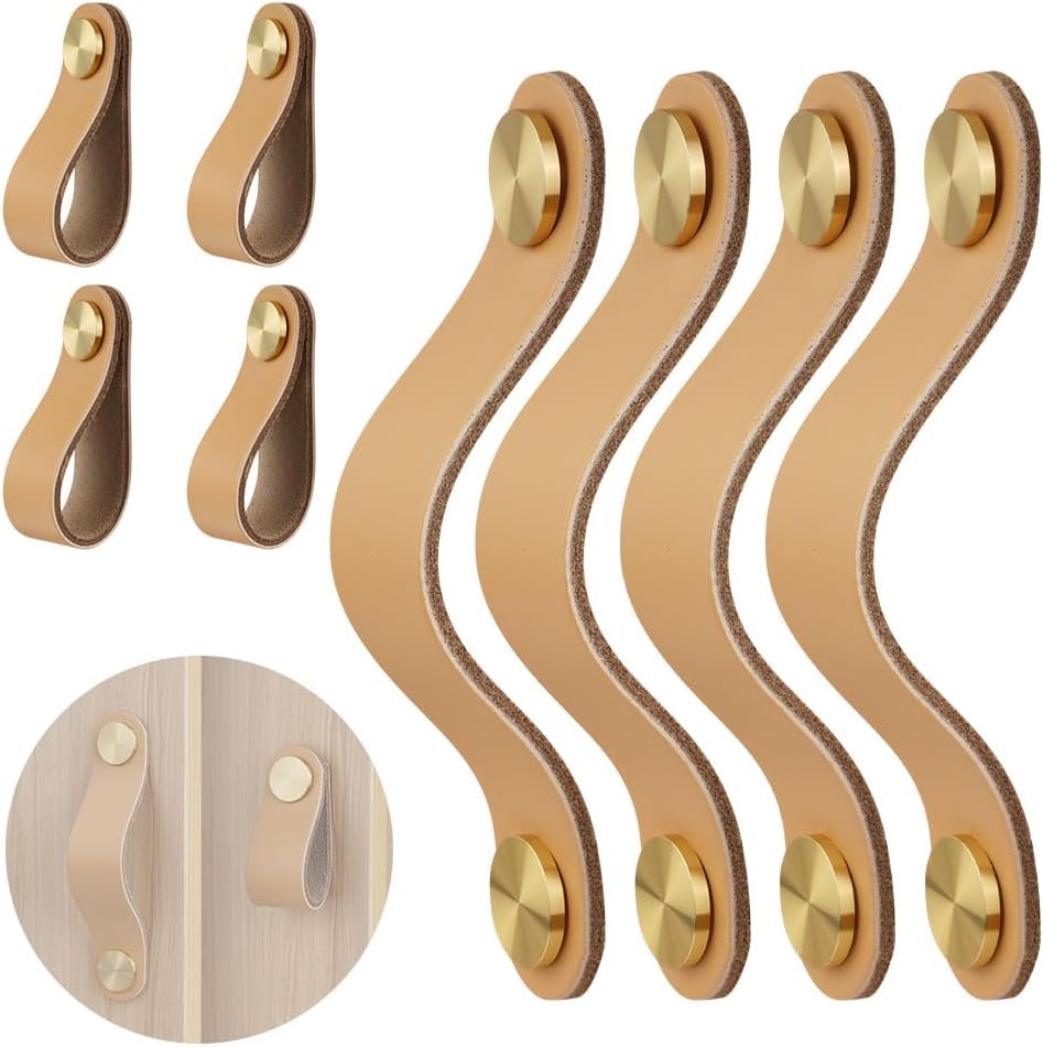 8-teiliges Set Vintage-ledergriffe Für Küchenschränke, Türen Und Schubladen, Auch Für Kommoden Und Badezimmer (braun)