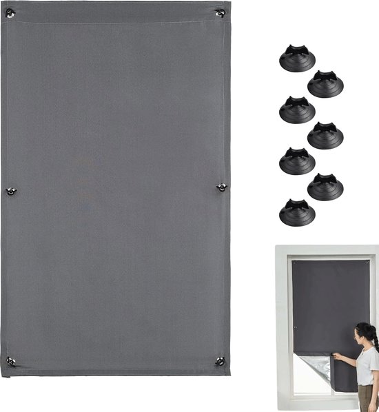 60 X 115 Cm Schwarzes, Bohrfreies, Tragbares Verdunkelungsrollo Mit 7 Saugnäpfen