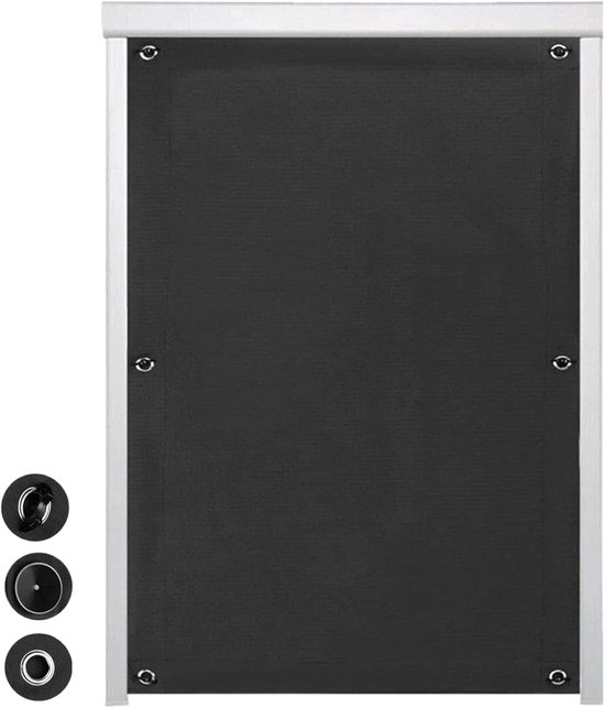 Tragbarer Verdunkelungsrollo Aus Stoff Mit 7 Saugnäpfen, Sonnenschutz-thermovorhang, Kein Bohren Erforderlich (60 X 93 Cm, Schwarz)