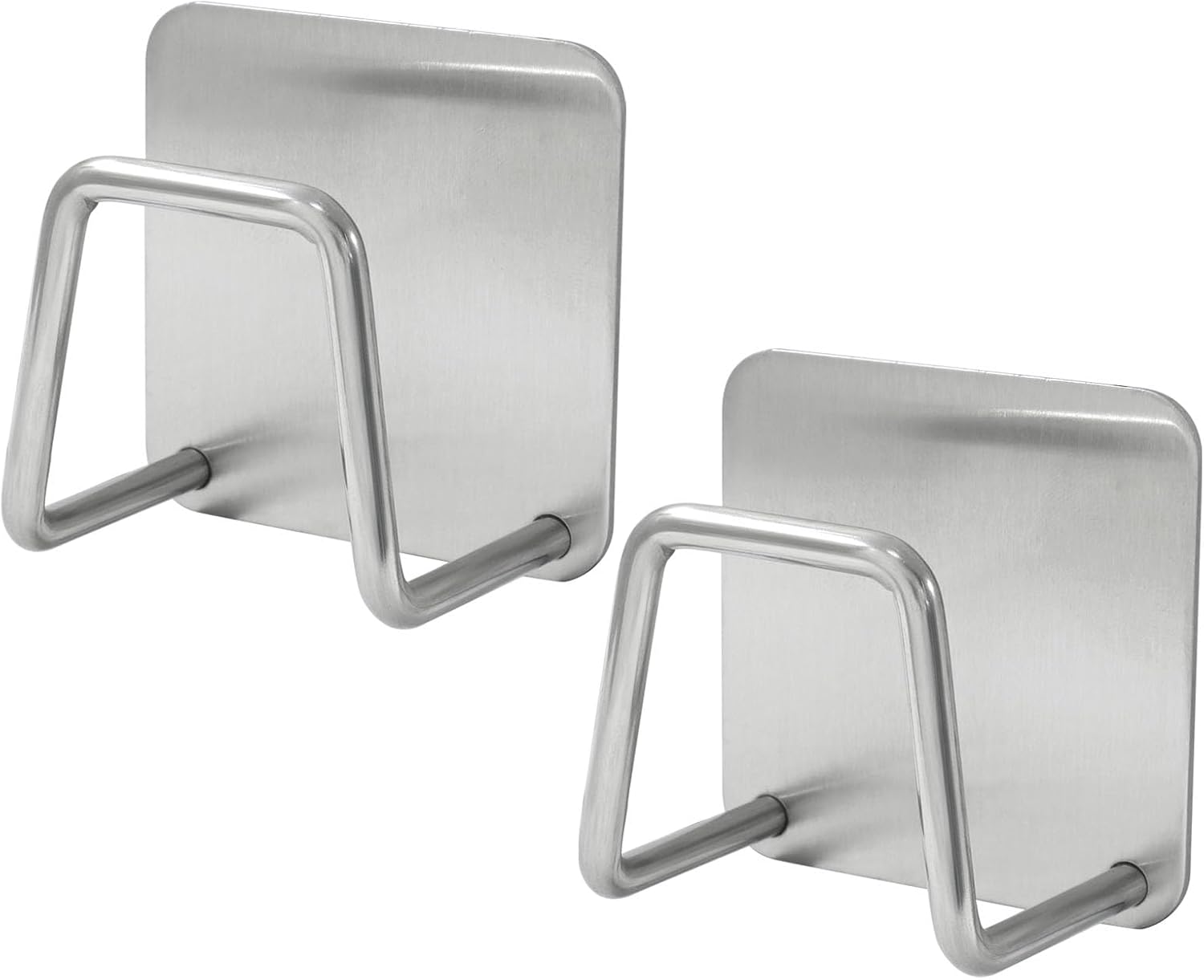 2er-pack Selbstklebende Edelstahl-schwammhalter Für Küchenspülen – Küchenaufbewahrungsregal (silber)