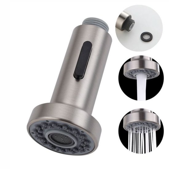 Zweimodus-armatur Mit Austauschbarem Auslauf Für Küchenarmaturen Mit Ausziehmechanismus, G1/2", Gebürstete Oberfläche