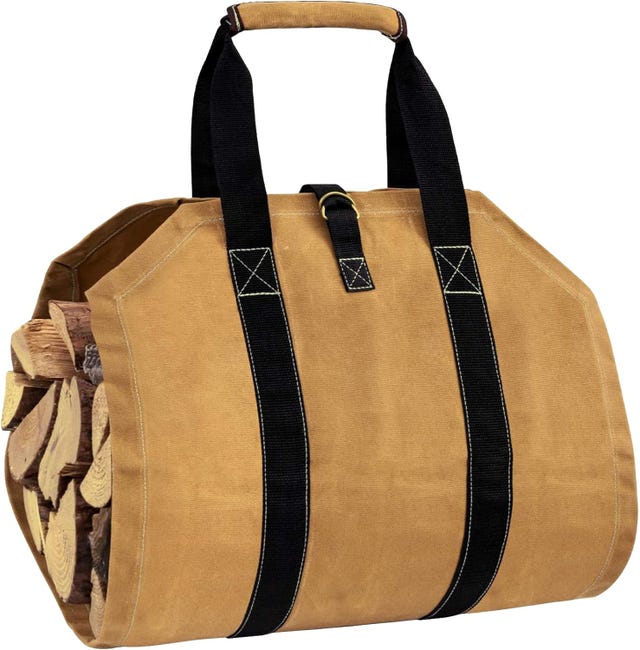 Brennholztragetasche (gelb), Brennholztasche Aus Canvas Für Den Kamin, Wasserdichte Brennholztragetasche, Faltbares Kaminzubehör