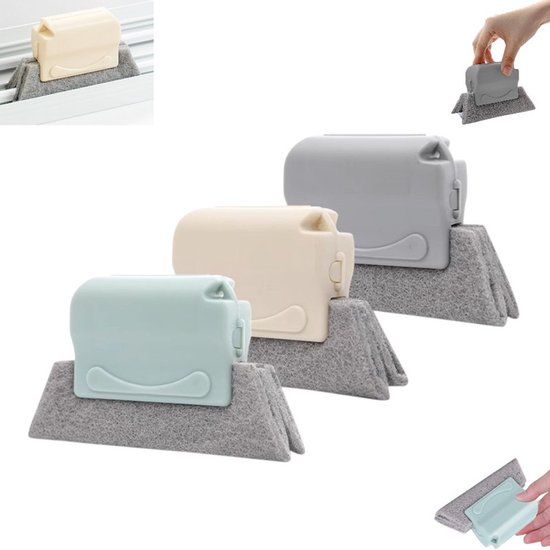 3-teiliges Set – Fensterrahmen-reinigungsbürste – Grau – Blau – Beige – Fensterschienen-reinigungsbürste – Schiebetürschienen-reinigungsbürste – Reinigungsbürste