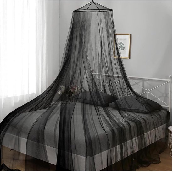 Moskitonetz – Kuppelförmiges Moskitonetz – Moskitonetz Fürs Bett – Moskitonetz Für Doppelbetten – Einfache Montage – 60 X 250 X 850 Cm – Schwarz