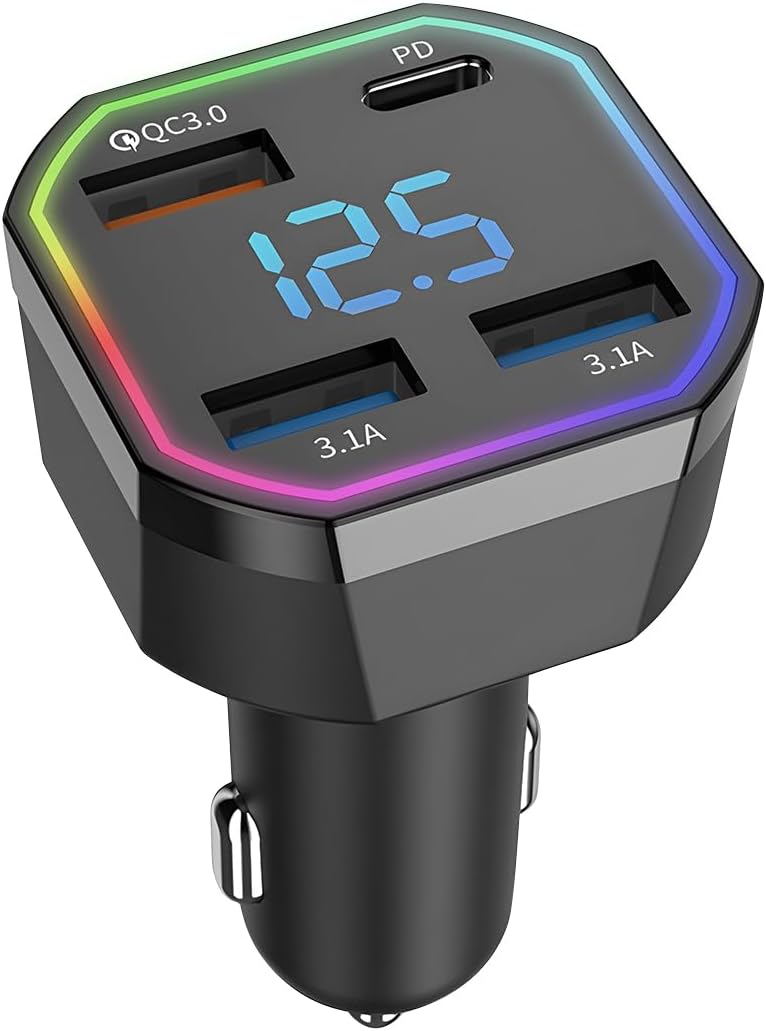 Kfz-ladeadapter, Usb-schnellladegerät Für Den Zigarettenanzünder Im Auto, 4-port-usb-c-schnellladegerät Für Die Zündung, Universelles Kfz-innenraumzubehör.