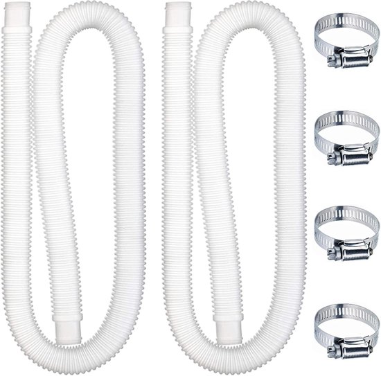 2 Stück 32-mm-poolschlauch – Poolschlauch-set – 2 Stück 1,5 M Schläuche Mit 4 Metallkupplungen – Universeller Ersatzschlauch Für Poolpumpe Und Filterpumpe