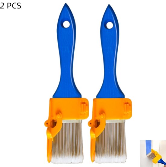 2er-pack Profi-pinsel, Werkzeug Für Den Feinschliff An Wänden, Decken Und Mit Latexfarben, Blau, 20 X 4 Cm