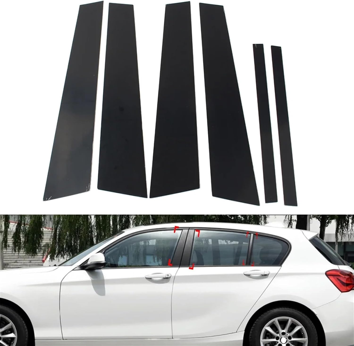 6-teiliges Set Glänzend Schwarzer Tür- Und Fenstersäulenverkleidungen Für Bmw 1er Modelle 2017-2022.