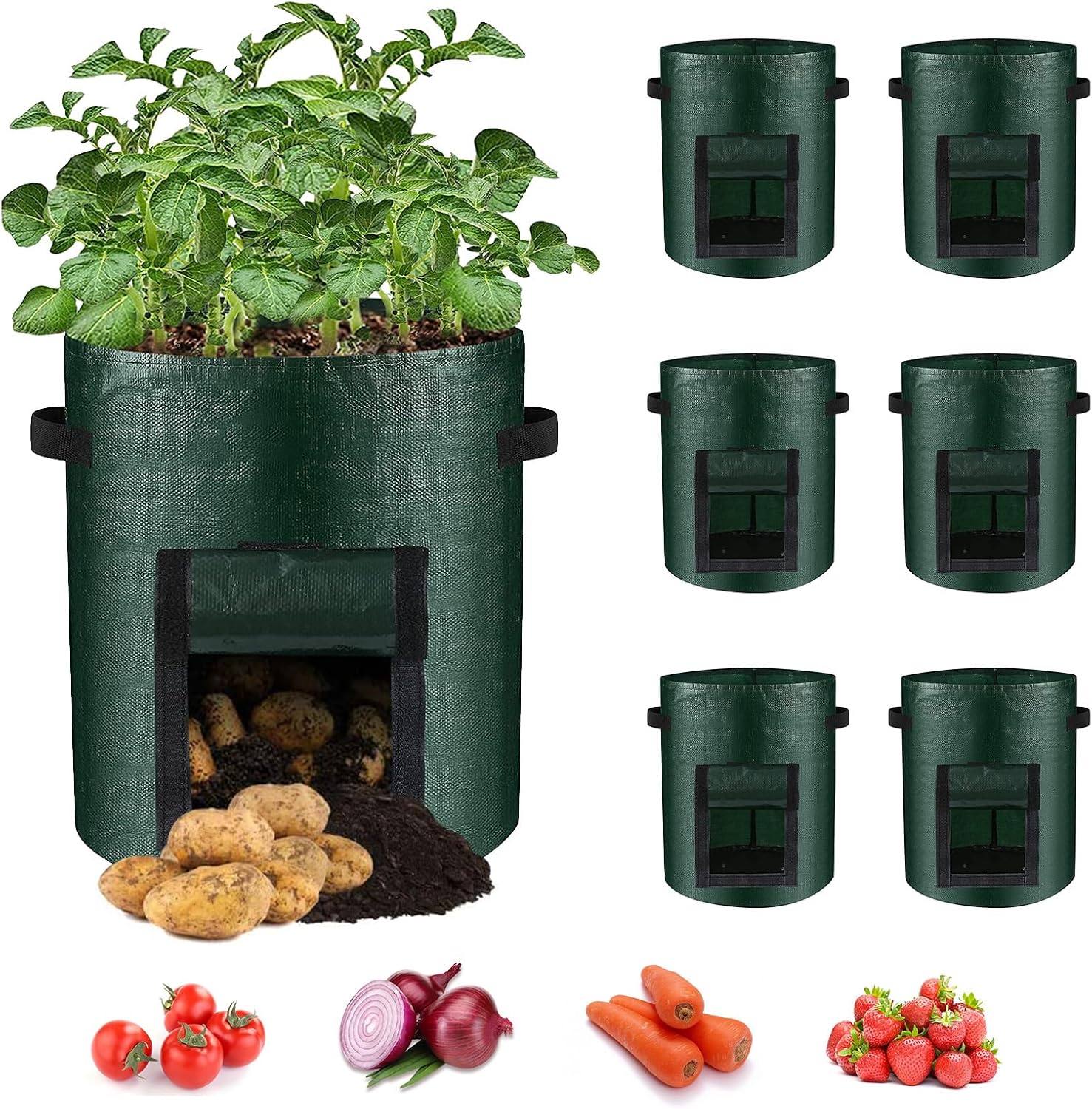 6er-pack Kartoffelpflanzsäcke, 10-gallonen-pflanzsäcke – Grün