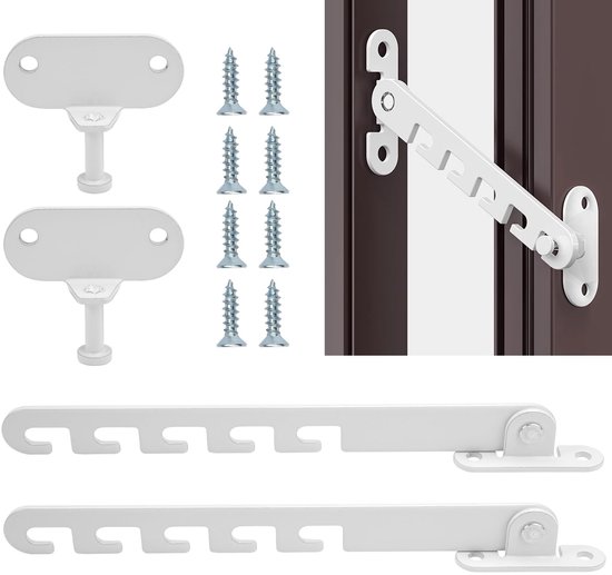 2er-pack Metall-fensterklemmen – Winkelversteller Für Kippfenster – 5 Verstellbare Positionen – 16,5 Cm