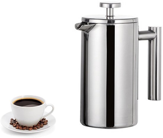 350 Ml French-press-kaffeebereiter Aus Edelstahl Mit Dreilagigem Filter Für Zuhause Und Unterwegs, Silber.