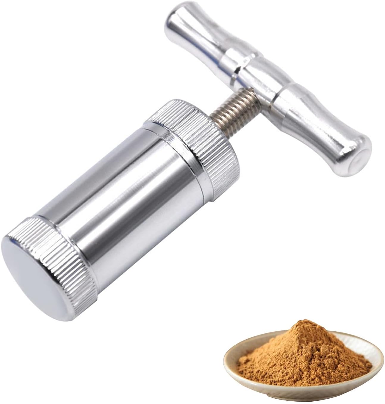Tragbare Pollenpresse, Abnehmbar, Pfeffer, Vanille, Manuelle Pollenpresse, Aus Aluminiumlegierung, Für Kräuterpollen (silber).