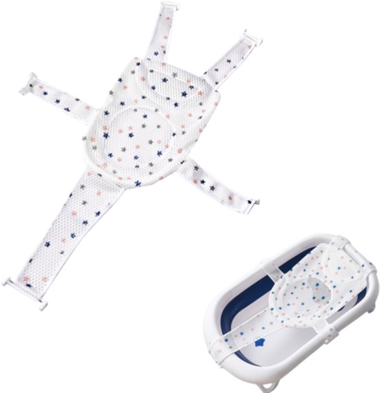 Baby-badenetz – Badematte – Verstellbar – Rutschfest – Mit Sicherheitsgurten – Unisex – Geeignet Für Neugeborene – Weiß