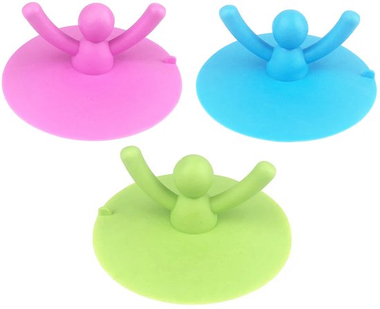 3-teiliger, Menschenförmiger Spülbeckenstöpsel, Multifunktional, Wasserdicht, Aus Silikon, Auslaufsicher, Gute Haftung – Geeignet Für Küchen – Rosa, Blau, Grün