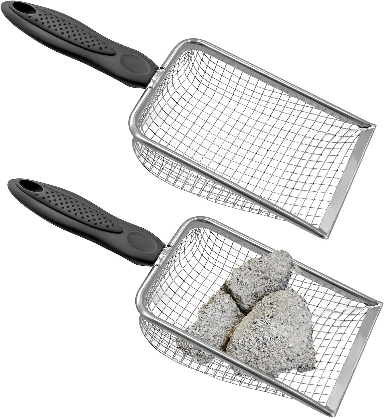 2er-pack Metall-gartensiebe Mit Rutschfesten Griffen – Edelstahl-sandsiebe Mit Perforationen – Für Erde, Sand, Steine Und Kompost