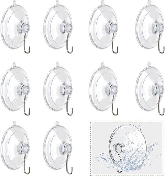 10er-pack Saugnapfhaken, Schmuck, Pvc, Wasserdicht, 4,5 Cm, Für Küche, Bad, Wände, Fenster, Türen – Transparent