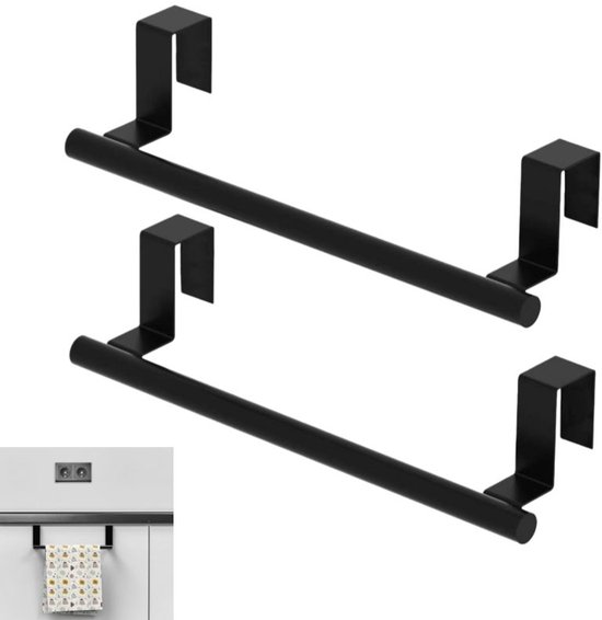2er-pack Hängender Geschirrtuchhalter, Türorganizer Für Küche/bad, Schwarz, 240 X 62 X 28 Mm