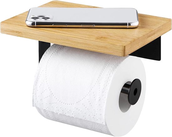 Toilettenpapierhalter (inkl. 1 Klebeflicken Und 10 Schrauben) – Mit Integrierter Ablage – Zur Wandmontage – Badezimmeraccessoire – 18 X 13 X 2 Cm