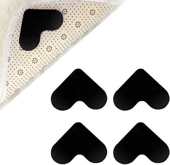 4-teiliges Selbstklebendes Anti-rutsch-teppichband, Gummiaufkleber 6 X 6 X 0,2 Cm Für Fußmatten, Teppiche, Holz- Und Fliesenböden – Schwarz
