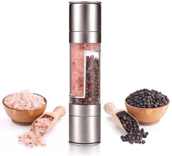 Doppelseitige Edelstahlmühle – 2-in-1-set – Salz- Und Pfeffermühle – Manuell – Gewürzflasche – Für Picknicks/grillabende