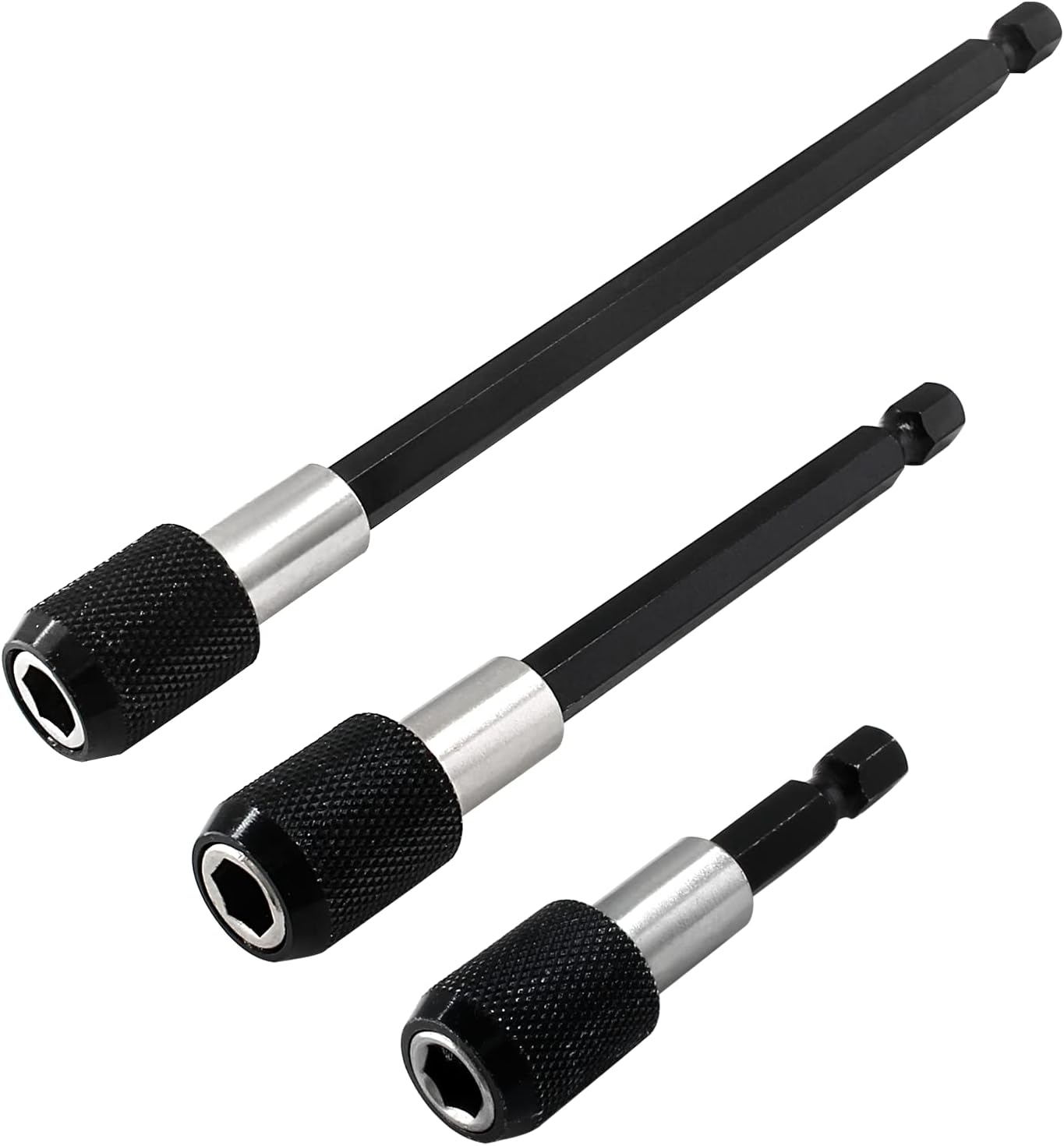 3-teiliges Magnetisches Schnellwechsel-bohrerverlängerungsset Mit 1/4-zoll-sechskantschaft (2 Zoll, 4 Zoll, 6 Zoll - Schwarz)