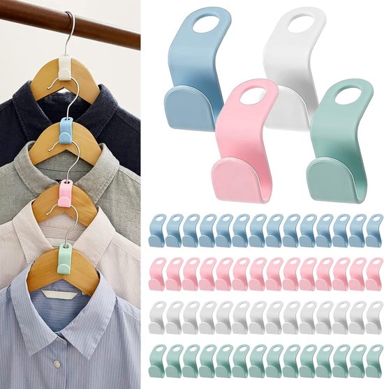60 Kleiderhaken – 1,8 X 4,5 Cm – Verschiedene Farben – Platzsparende Kleiderbügel – Platzsparende Garderobenhaken – Kleiderbügel Und Haken Für Kleiderschränke Und Garderoben