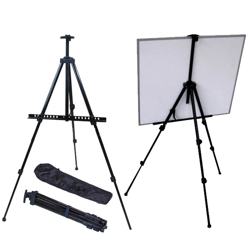 Set Tragbarer, Verstellbarer Staffeleien Aus Aluminium, Für Leinwände Von 48 Bis 168 Cm Höhe, Besonders Stabil.