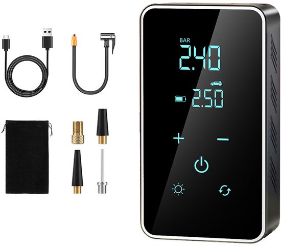 Tragbarer Luftkompressor – 4000-mah-akku – 6-in-1 – Touchscreen – Elektrische Fahrradpumpe – Reifenpumpe – Autoreifenpumpe – Ballpumpe – 10 L/min