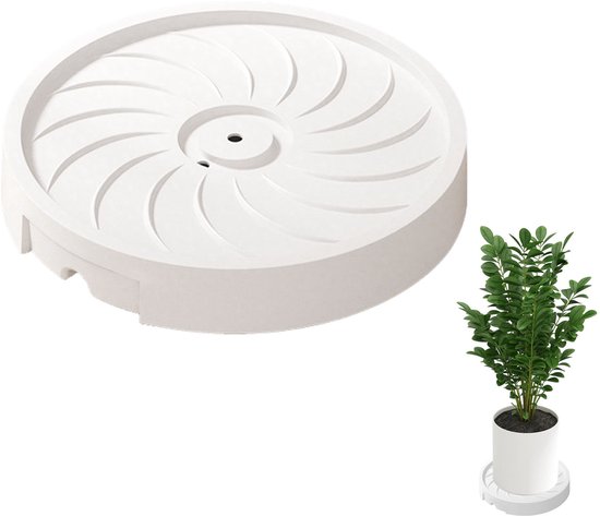 Mobiler Pflanzkübelständer, Tragbar, Innendurchmesser 22 Cm, Außendurchmesser 25 Cm, Mit Rollen, Tropfschale, Weiß, Für Drinnen Und Draußen
