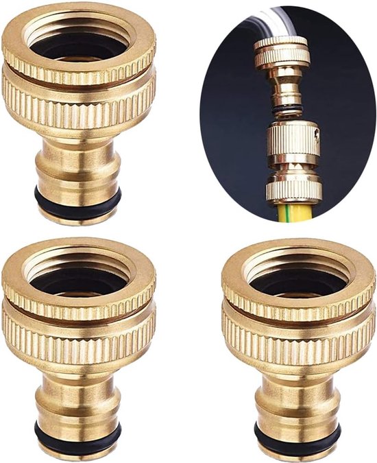 3er-pack Schnellkupplungen Aus Messing Für Gartenschläuche, 1/2 Zoll Und 3/4 Zoll, 2-in-1-küchen-, Garten- Und Außenschlauchkupplungen