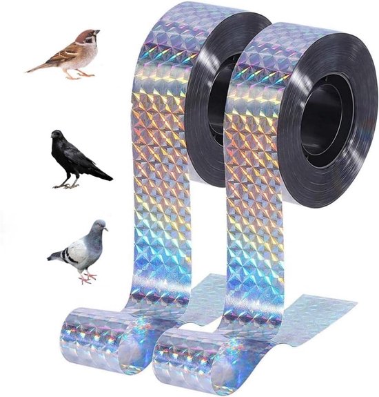 2 Rollen Holografisches, Vogelabweisendes Klebeband, 2,4 Cm X 80 M, Silber