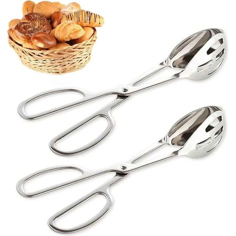 2 Küchenclips - Doppelseitige, Hohle Grillzange, Edelstahl, Für Gastronomie Und Buffet (25 Cm)