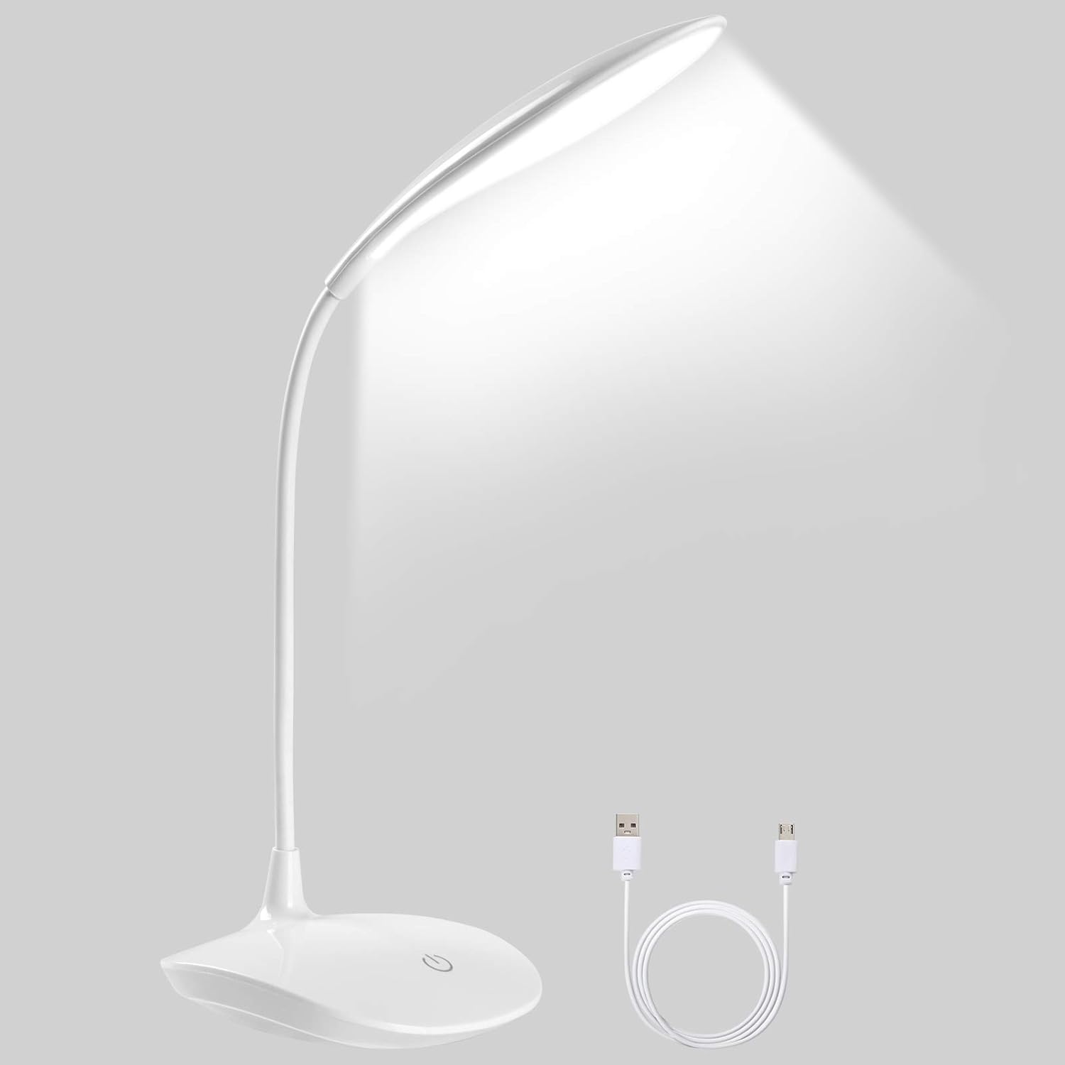 Led-schreibtischlampe, Augenschonende Leselampe, Dimmbare Nachttischlampe – Weiß