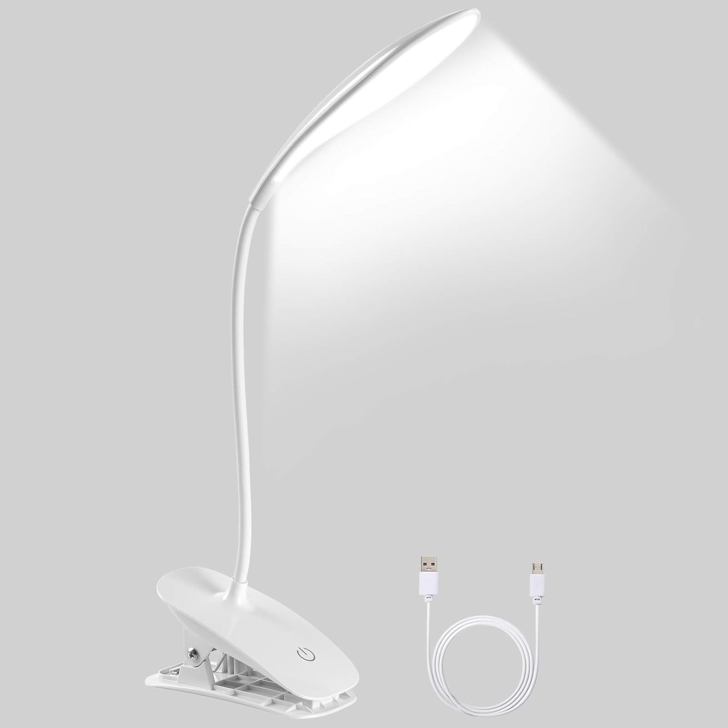 Led-klemmlampe Für Den Nachttisch, Usb-leseleuchte – Weiß