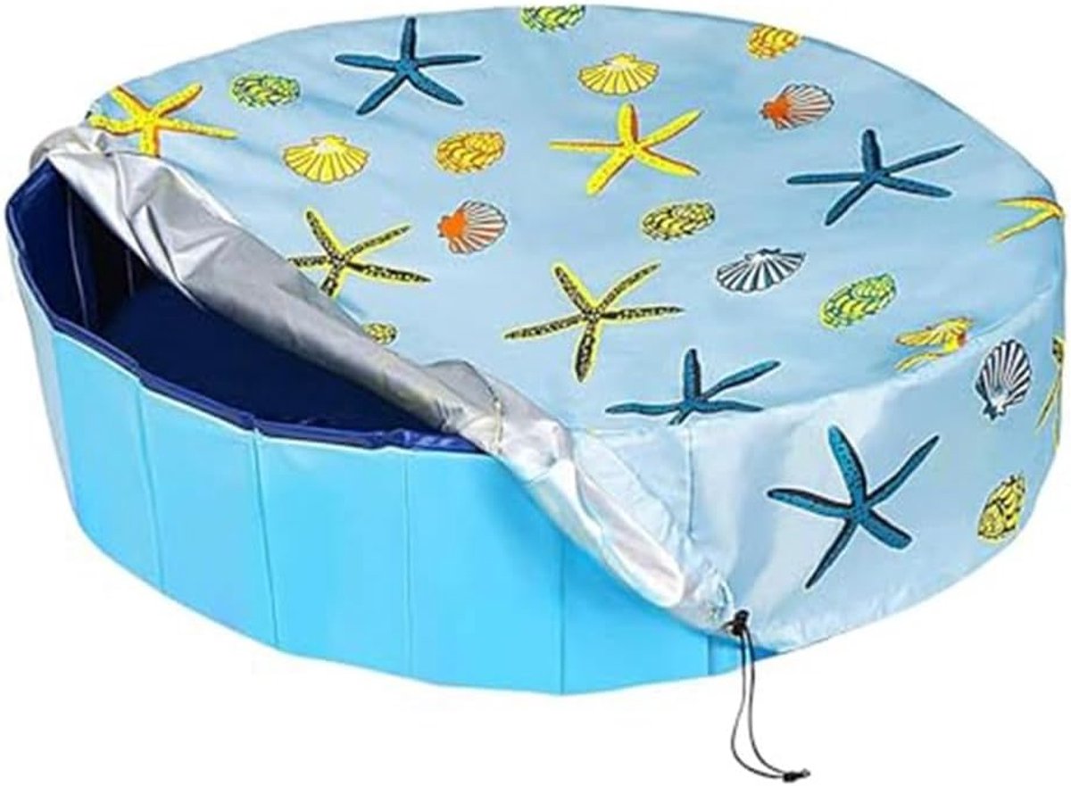 Runde Poolabdeckung Mit Kordelzug, Wasserdicht Und Reißfest, Für Außenpools, Blaue Plane, Verhindert Verstopfungen Durch Blätter Und Schmutz, 82 X 30 Cm
