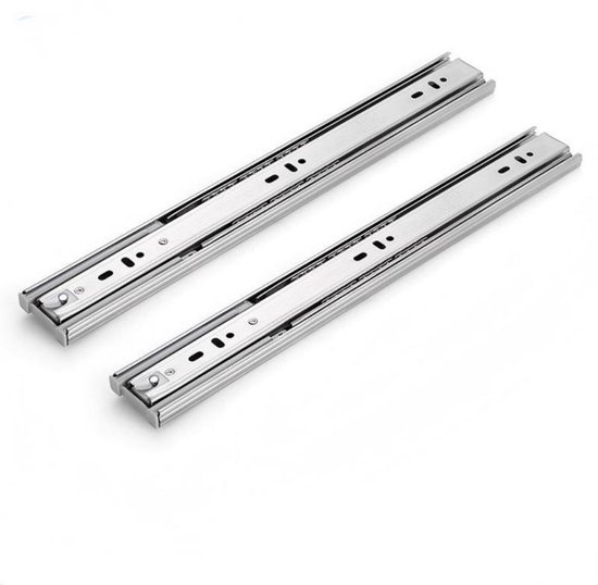 Schubladenschienen – 1 Paar (2 Schienen) – Mit Soft-close-dämpfung – Vollauszug – Verstellbar – Für Schränke Und Küchen – Silber – Größe S: 34,5 X 4,5 X 0,8 Cm