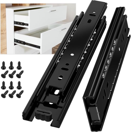 400 Mm Seitlich Ausziehbare, Kugelgelagerte Schubladenschienen, 45 Kg, Schwarz, Paar