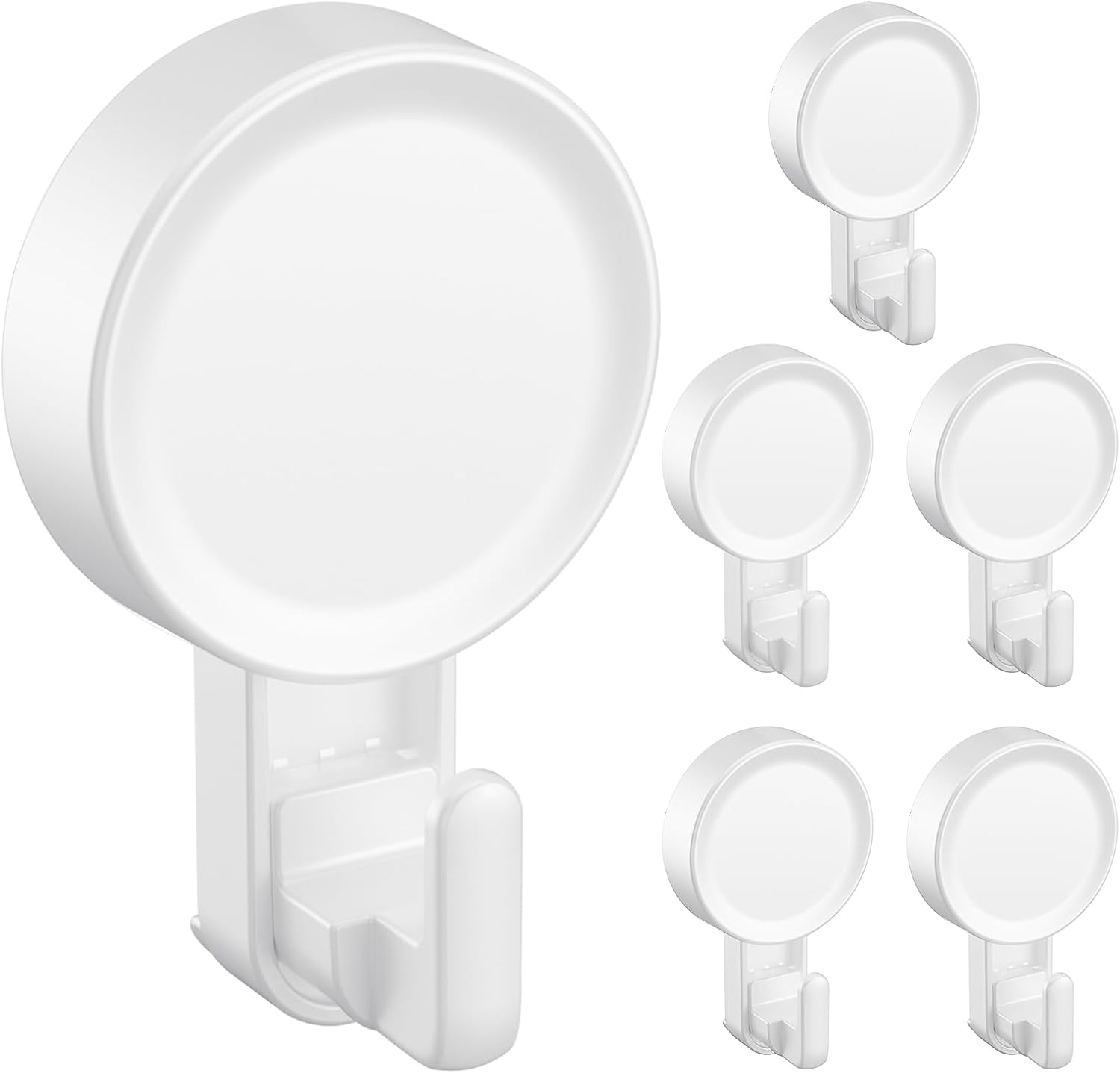 Set Mit 6 Starken, Wiederverwendbaren Saugnapfhaken Für Handtücher, Bademäntel, Putzlappen, Auch Für Küche Und Dusche Geeignet. Jeder Haken Hat Eine Tragkraft Von 5 Kg.