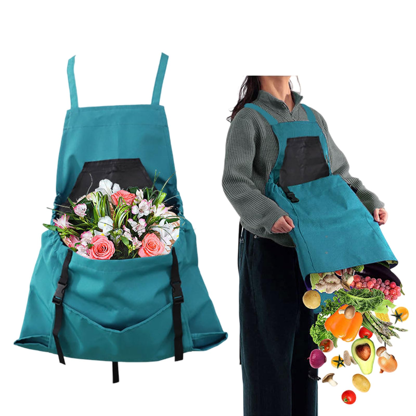 Gartenschürze, Pflückschürze Mit Schnellverschluss, Wasserdichte Schürze Für Damen Und Herren, Gartengürtel Mit Verstellbaren Trägern